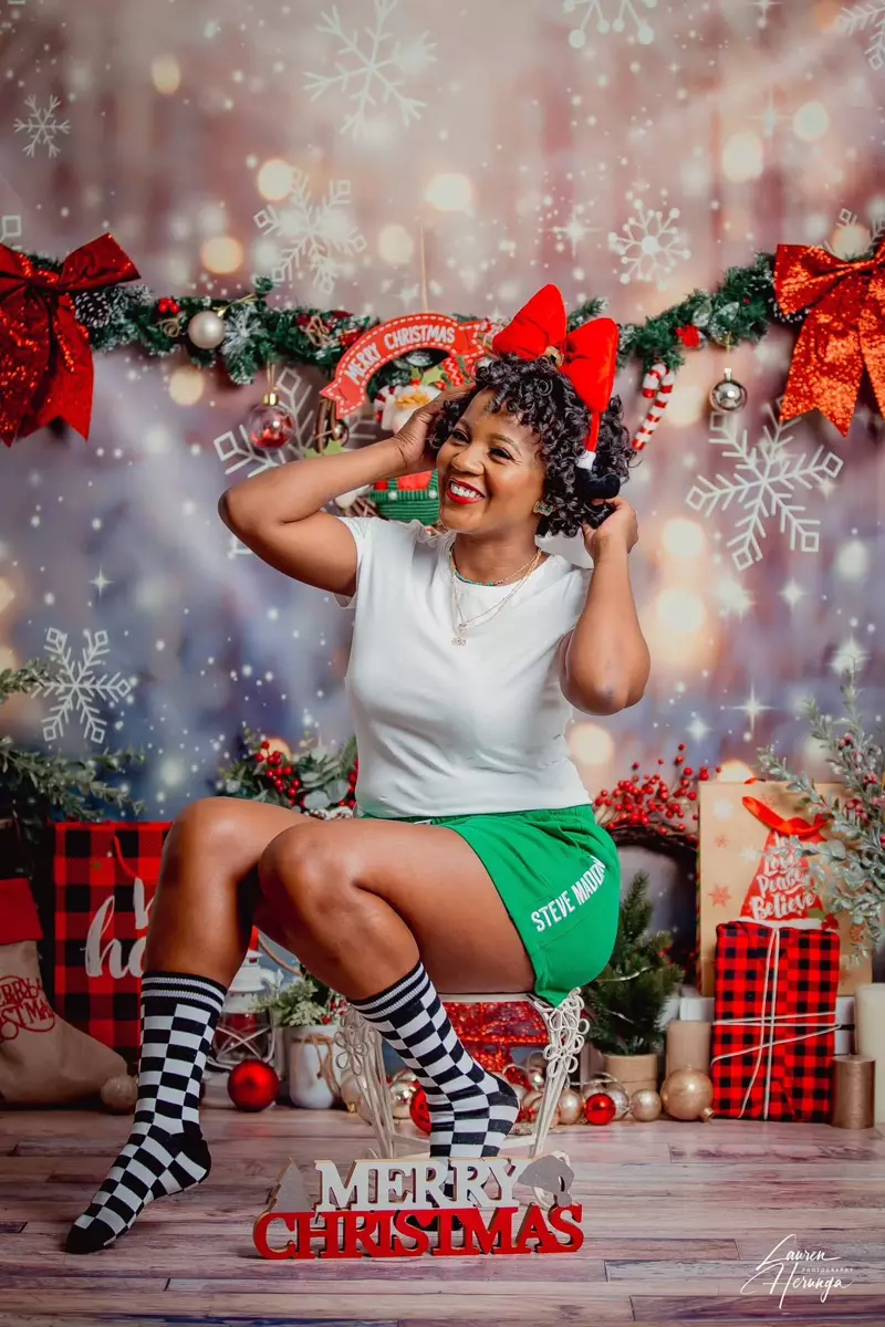 Woman in a Christmas setting